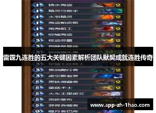 雷霆九连胜的五大关键因素解析团队默契成就连胜传奇 雷霆九连胜的五大关键因素解析团队默契成就连胜传奇